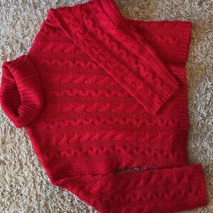 Cozy Red Cable Knit Turtleneck Sweater